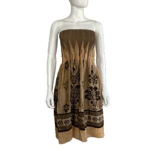 Lapis Versatile Strapless Shirred Damask Boho Dress /Skirt